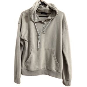 Gray Lillusory Hooded Sweatshirt with Button Detail Size Small